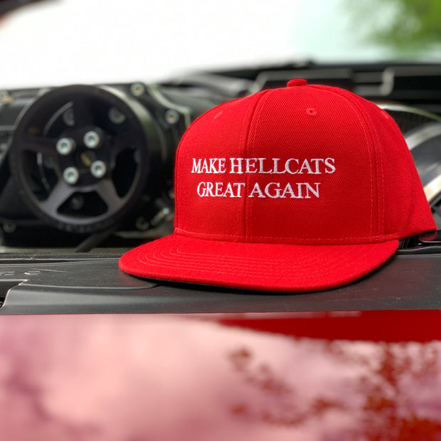 Red “MAKE HELLCATS GREAT AGAIN” Snapback flat bill hat