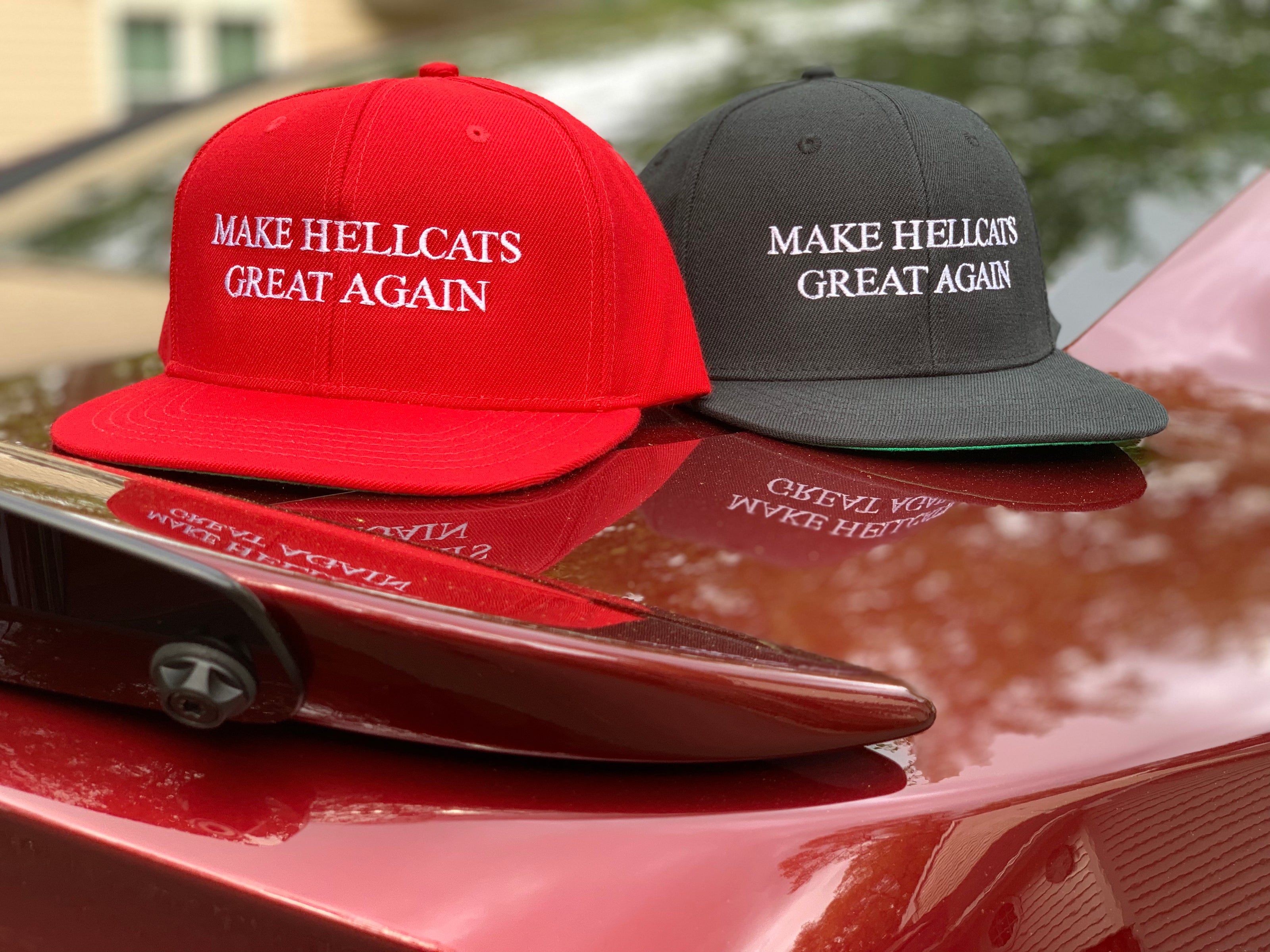 Red “MAKE HELLCATS GREAT AGAIN” Snapback flat bill hat