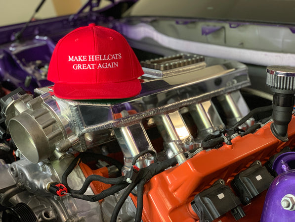 Red “MAKE HELLCATS GREAT AGAIN” Snapback flat bill hat